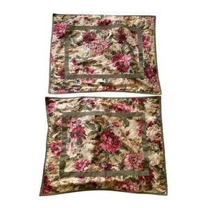 Chaps Rosemont Pink Green Floral Standard Pillow Shams Set of 2 Cottage Core